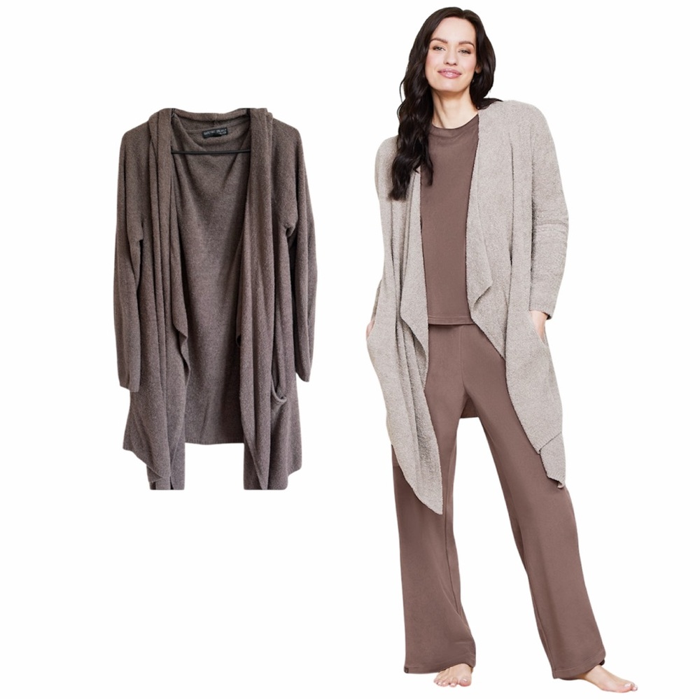 Barefoot Dreams Cozy Chic Brown Drape Front Cardigan Size 1X